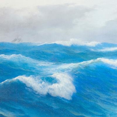 David James A Stormy Sea a Large Seascape by David James