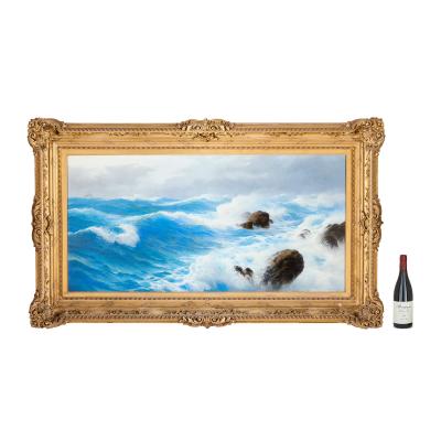 David James A Stormy Sea a Large Seascape by David James