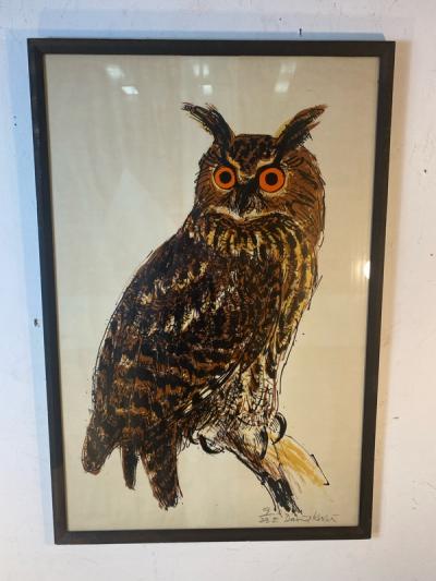 David Kosler BRIGHT POP ART OWL LITHOGRAPH BY DAVID KOSLER