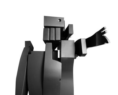 David L Deming Centurion II Abstract Modern Sculpture in Flat Black Steel 1985