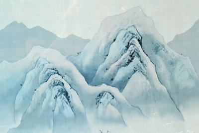 David Lee Brown Untitled Landscape Chinese Ink on Silk Signed David Lee 1978