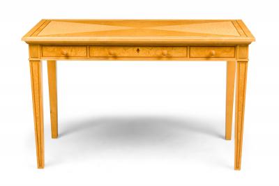 David Linley English Contemporary Cherry Maple and Burr ash Three Drawer Writing