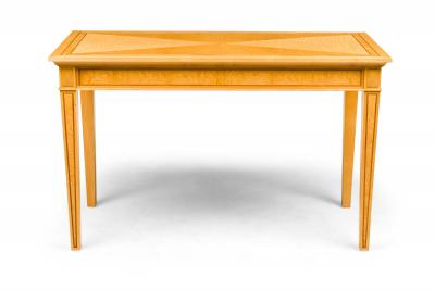 David Linley English Contemporary Cherry Maple and Burr ash Three Drawer Writing