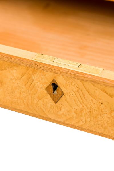 David Linley English Contemporary Cherry Maple and Burr ash Three Drawer Writing