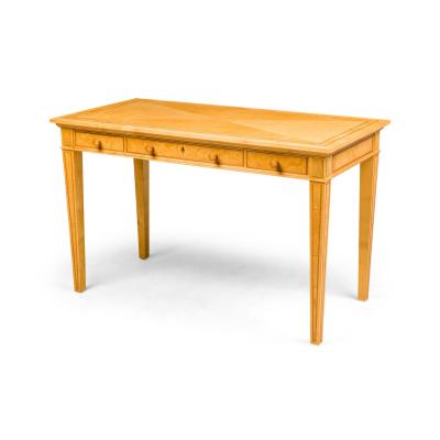 David Linley English Contemporary Cherry Maple and Burr ash Three Drawer Writing