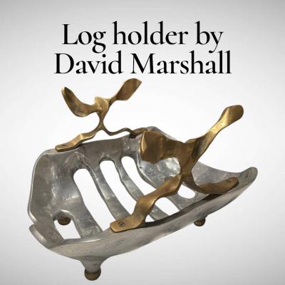 David Marshall 1970s Brutalist Log holder by David Marshall
