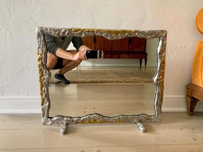 David Marshall David Marshall Brutal Style Brass and Aluminum Vanity Mirror