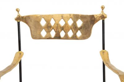 David Marshall Pair of Bronze and Iron X Scissor Armchairs by David Marshall