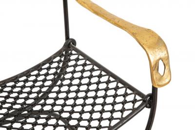 David Marshall Pair of Bronze and Iron X Scissor Armchairs by David Marshall