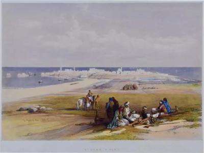 David Roberts David Roberts 19th Century Hand Colored Lithograph St Jean DAcre