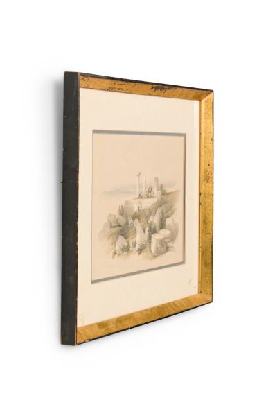 David Roberts English Georgian Painting of a Group of People Near Pillars