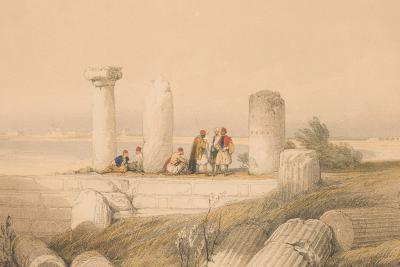 David Roberts English Georgian Painting of a Group of People Near Pillars