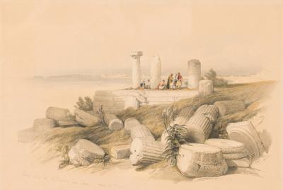 David Roberts English Georgian Painting of a Group of People Near Pillars