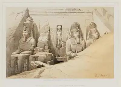 David Roberts Six Framed Views of Egypt Petra Original 19th C Lithographs by David Roberts