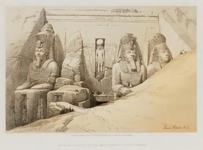 David Roberts Six Framed Views of Egypt Petra Original 19th C Lithographs by David Roberts