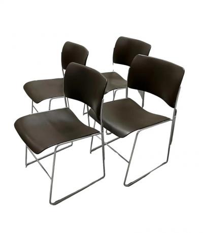 David Rowland Set of 4 Stackable 40 4 Chairs By David Rowland in Dark Brown
