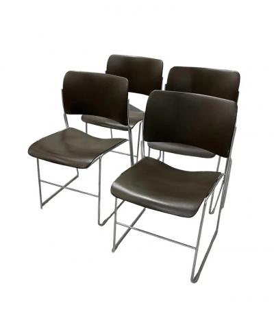 David Rowland Set of 4 Stackable 40 4 Chairs By David Rowland in Dark Brown