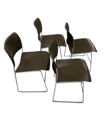 David Rowland Set of 4 Stackable 40 4 Chairs By David Rowland in Dark Brown