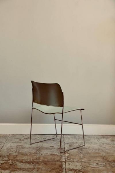David Rowland Set of Six Teal and Chrome David Rowland 40 4 Stacking Chairs