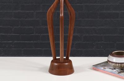 David Shreve Sculpted Walnut Brass Table Lamp for V H Woolums