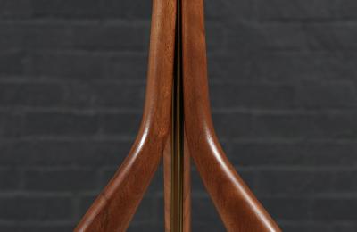 David Shreve Sculpted Walnut Brass Table Lamp for V H Woolums