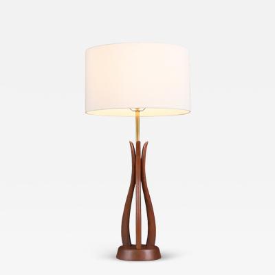 David Shreve Sculpted Walnut Table Lamp for V H Woolums