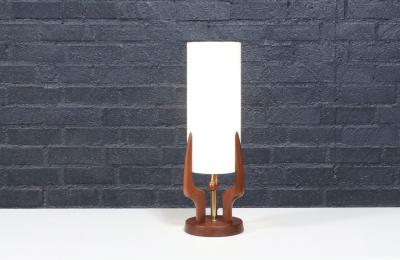David Shreve Walnut Sculpted Table Lamps for V H Woolums