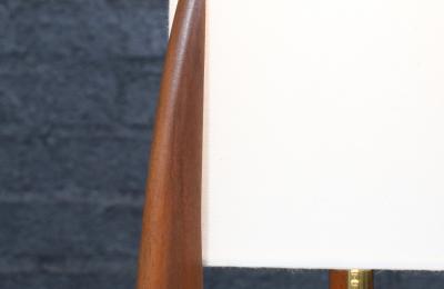 David Shreve Walnut Sculpted Table Lamps for V H Woolums