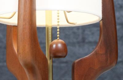 David Shreve Walnut Sculpted Table Lamps for V H Woolums