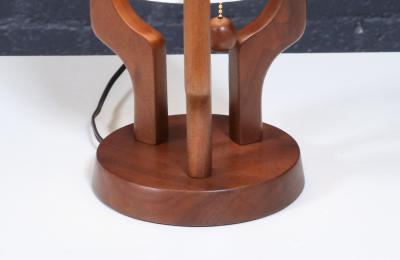 David Shreve Walnut Sculpted Table Lamps for V H Woolums