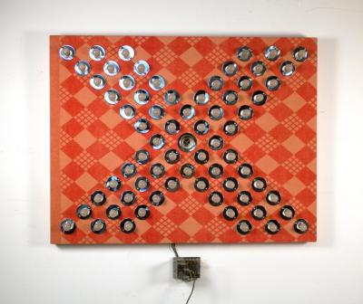 David Szfranski David Szfranski Pink Psychedelic Mechanical Blinking Light Sculpture