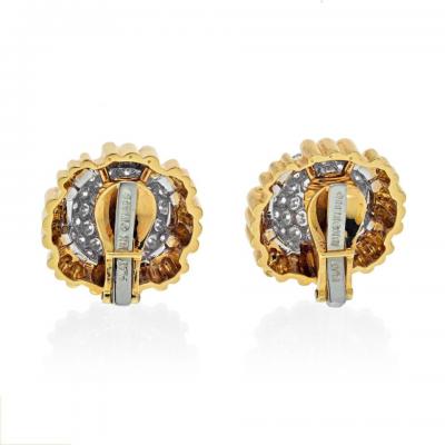 David Webb D WEBB 18K YELLOW GOLD 7 00 CARAT PAVE SET CUSHION SHAPED DIAMOND CLIP EARRINGS