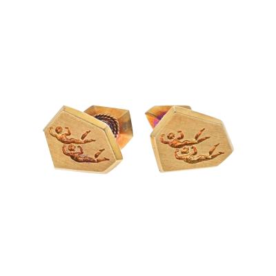 David Webb DAVID WEBB 18K ROSE GOLD GEMINI HOROSCOPE VINTAGE CUFF LINKS