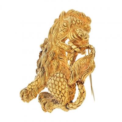 David Webb DAVID WEBB 18K YELLOW GOLD 1970S LION PENDANT BROOCH