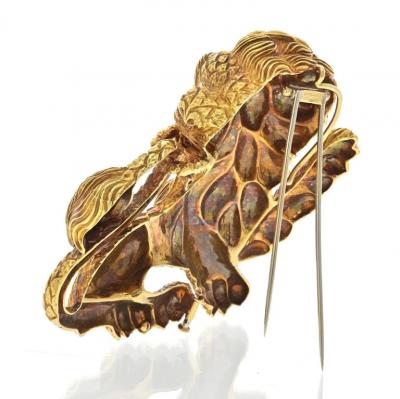 David Webb DAVID WEBB 18K YELLOW GOLD 1970S LION PENDANT BROOCH