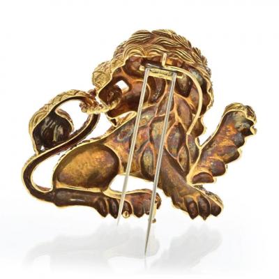 David Webb DAVID WEBB 18K YELLOW GOLD 1970S LION PENDANT BROOCH