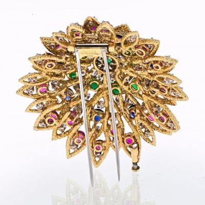 David Webb DAVID WEBB 18K YELLOW GOLD 1970S MULTICOLOR GEMSTONE BROOCH