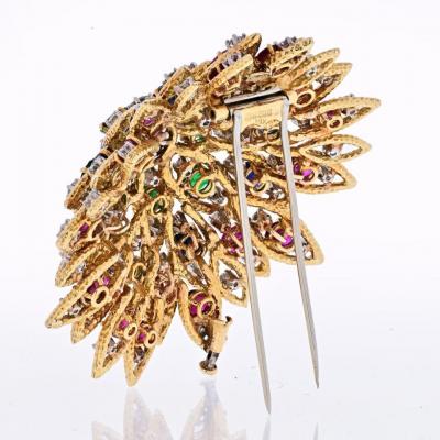 David Webb DAVID WEBB 18K YELLOW GOLD 1970S MULTICOLOR GEMSTONE BROOCH