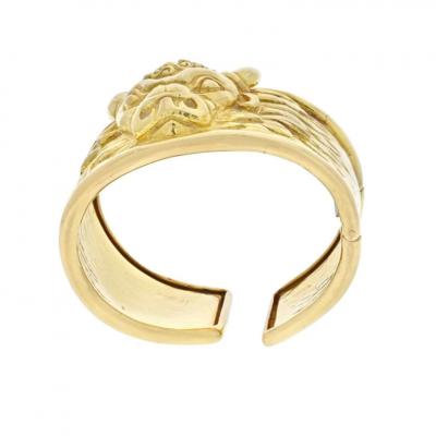 David Webb DAVID WEBB 18K YELLOW GOLD 1979 TAURUS BULL HINGED WIDE CUFF BRACELET