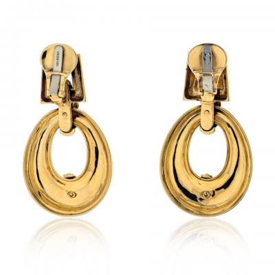 David Webb DAVID WEBB 18K YELLOW GOLD BLACK ENAMEL VINTAGE DOOR KNOCKERS EARRINGS