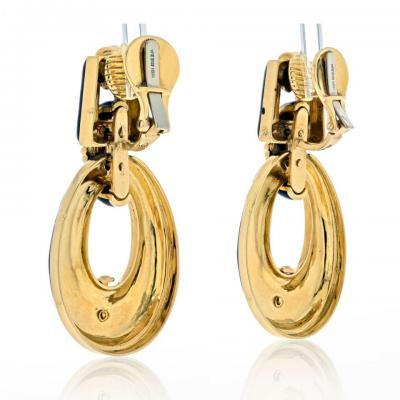 David Webb DAVID WEBB 18K YELLOW GOLD BLACK ENAMEL VINTAGE DOOR KNOCKERS EARRINGS