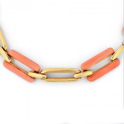 David Webb DAVID WEBB 18K YELLOW GOLD CORAL AND GOLD LINK CONVERTIBLE NECKLACE