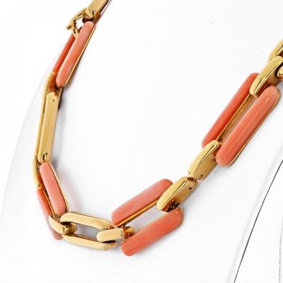 David Webb DAVID WEBB 18K YELLOW GOLD CORAL AND GOLD LINK CONVERTIBLE NECKLACE