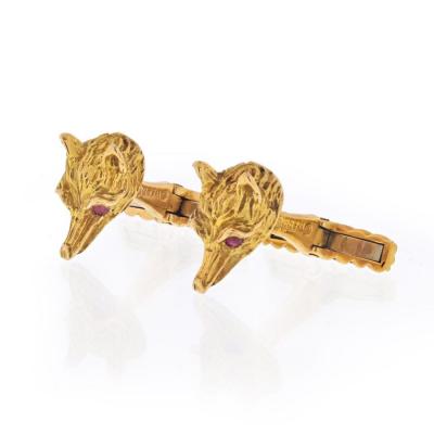David Webb DAVID WEBB 18K YELLOW GOLD FOXES CUFF LINKS