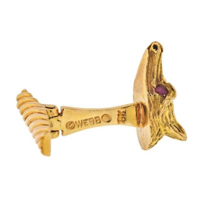 David Webb DAVID WEBB 18K YELLOW GOLD FOXES CUFF LINKS