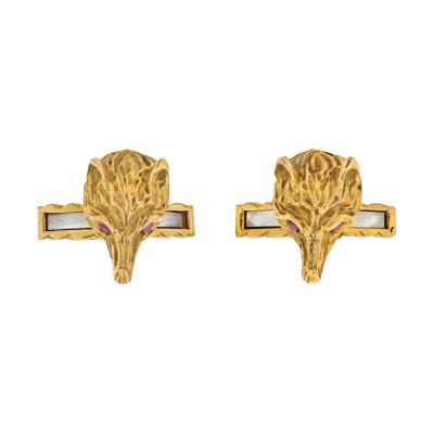 David Webb DAVID WEBB 18K YELLOW GOLD FOXES CUFF LINKS