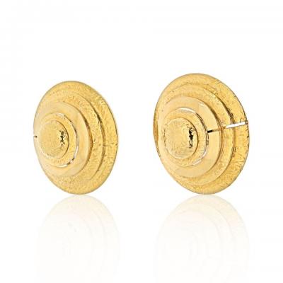 David Webb DAVID WEBB 18K YELLOW GOLD GOLD BEEHIVE SHIELD CLIP EARRINGS