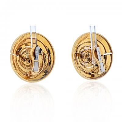 David Webb DAVID WEBB 18K YELLOW GOLD GOLD BEEHIVE SHIELD CLIP EARRINGS
