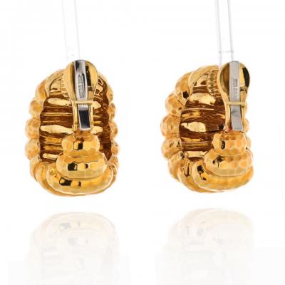 David Webb DAVID WEBB 18K YELLOW GOLD HAMMERED FINISH JUMBO SHRIMP EARRINGS