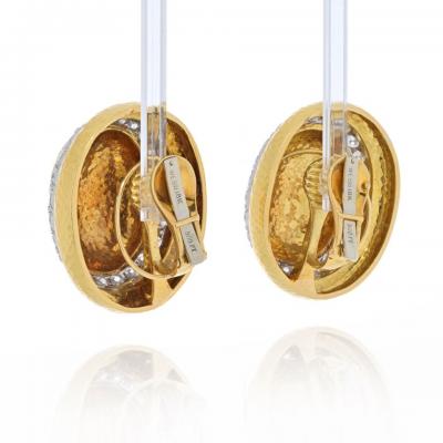 David Webb DAVID WEBB 18K YELLOW GOLD LARGE DOME OVAL BUTTON SIGNATURE HAMMERED EARRINGS